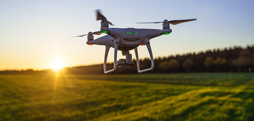 Aerial drone flying while preforming home inspection services